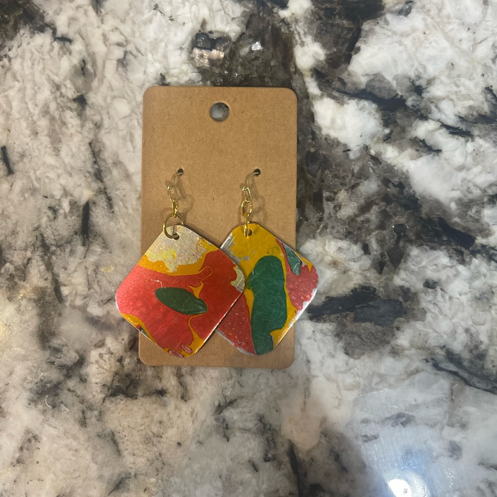 Marbled earrings on aluminum!
